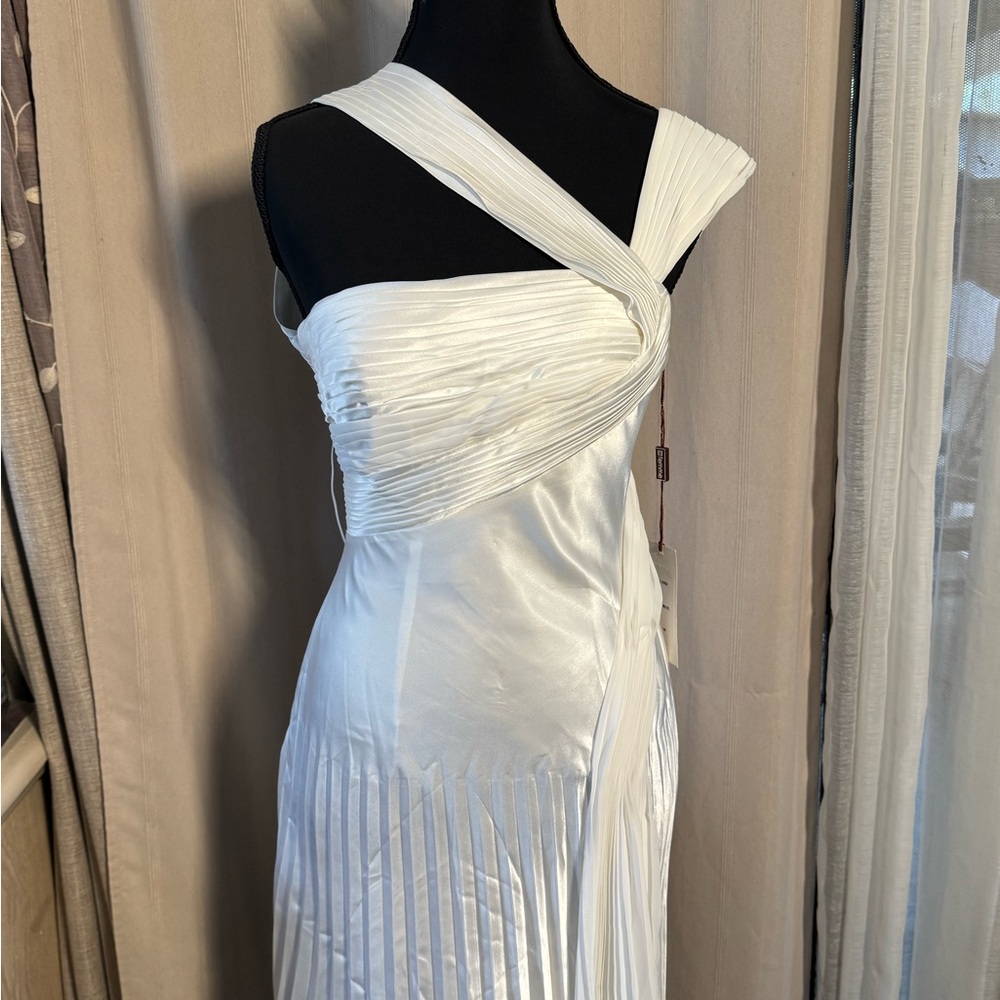 La Femme One Shoulder White Dress